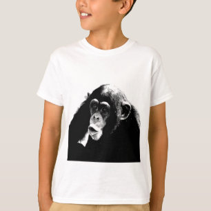 Camiseta Chimpanzé Branco Preto