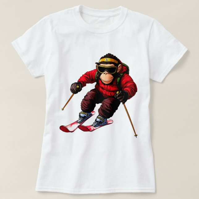 Camiseta Chimpanzé de Esqui (Frente do Design)