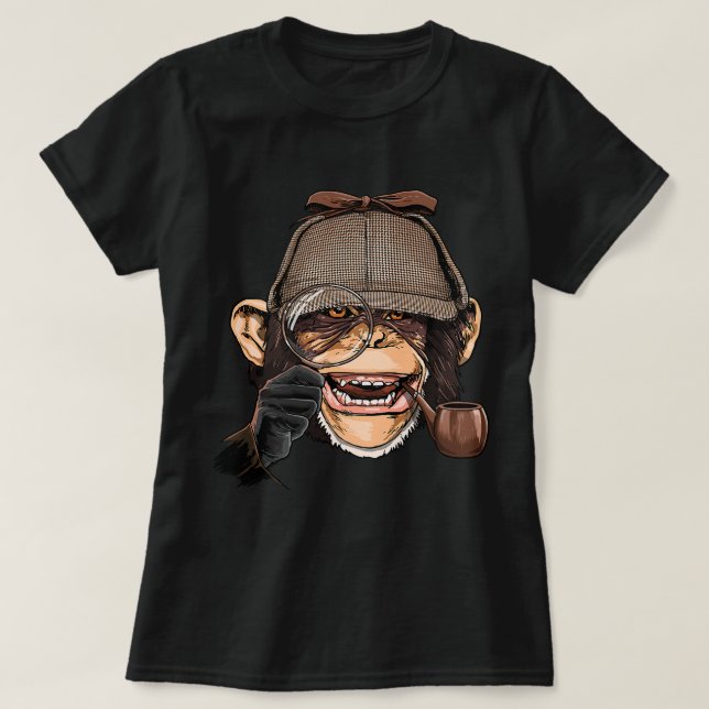 Camiseta Chimpanzé Detetive Excelente Ape Chimp Primate Ani (Frente do Design)