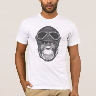 Camiseta Chimpanzé do capacete do vintage