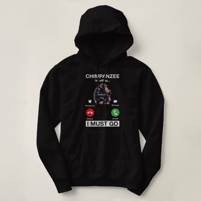 Camiseta Chimpanzé Está Ligando Para Eu Ir Engraçado Macaco (Frente do Design)