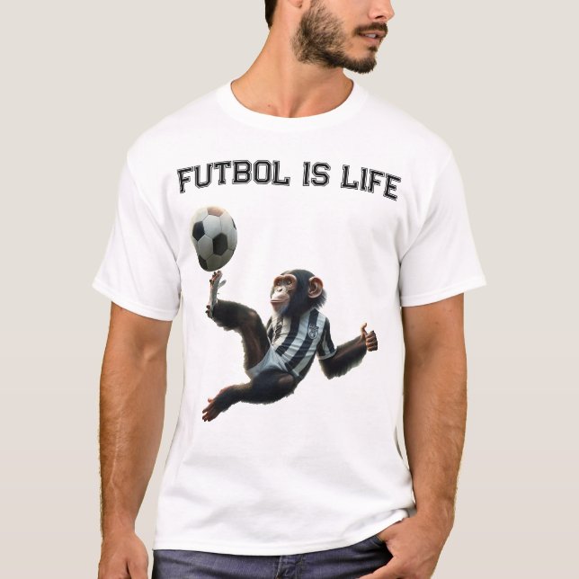 Camiseta Chimpanzé 'Futebol é vida' (Frente)