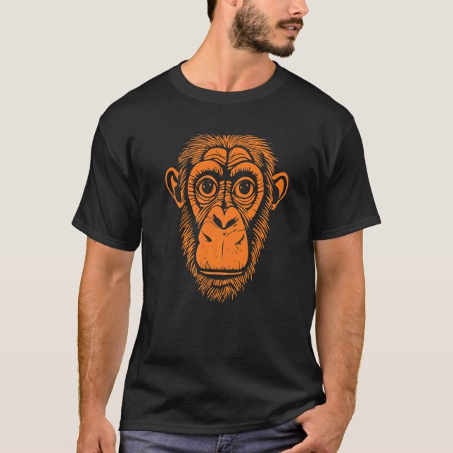 Camiseta Chimpanzé Laranja Sem Chimpanzé Macaco (Frente)