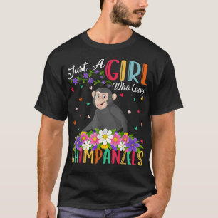 Camiseta Chimpanzé Lover Apenas Uma Menina Que Ama Chimpanz