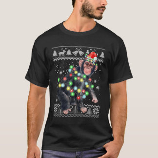 Camiseta Chimpanzé Monkey Fegly Christmas Pajama Xmas Monke
