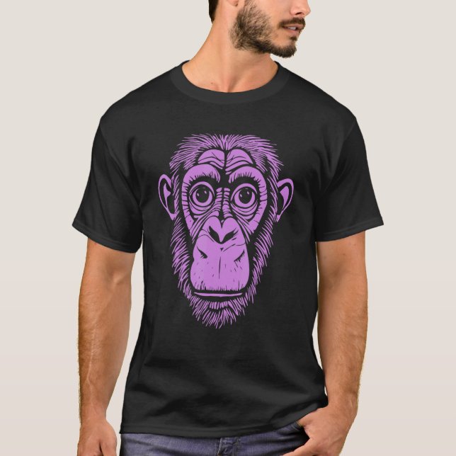 Camiseta Chimpanzé Roxo Não Chimpanzé Macaco (Frente)