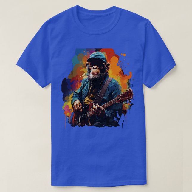 Camiseta Chimpanzé Tocando Violão (Frente do Design)