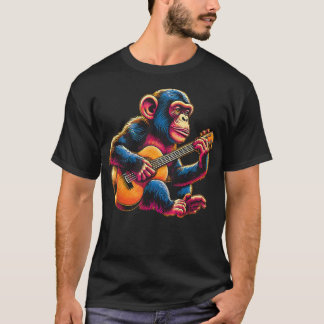 Camiseta Chimpanzé Tocando Violão Chimpanzé Macaco Guitarri