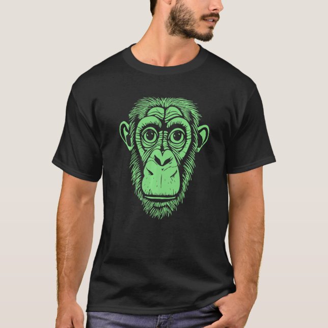 Camiseta Chimpanzé Verde Sem Chimpanzé Macaco (Frente)