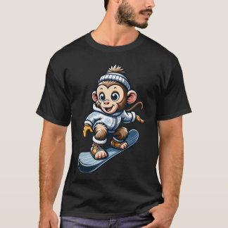 Camiseta Chimpanzee on Snowboard Winter Sports friend
