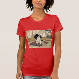 Camiseta Chin Japonês em uma casa japonesa