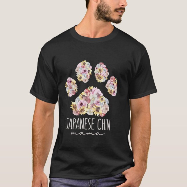 Camiseta Chin Mama Floral Paw Mãe (Frente)