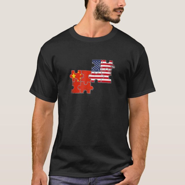 Camiseta China EUA: Bandeira Chinesa Americana (Frente)