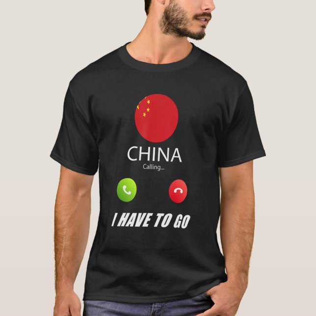 Camiseta China Flag Souvenir China Está Chamando (Frente)