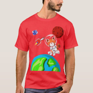 Camiseta China Zoo Animal Outer Space Rocket Astronaut Red