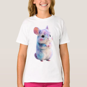 Camiseta Chinchila Algodão Doce Galáxia Crianças