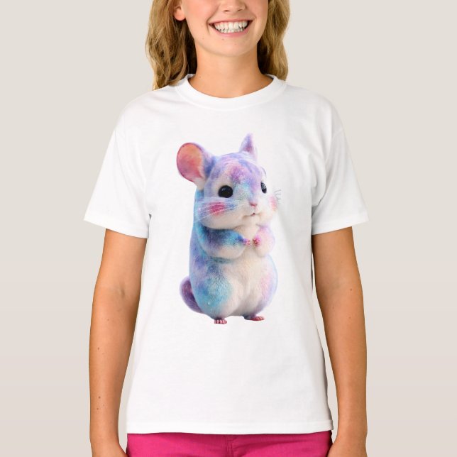 Camiseta Chinchila Algodão Doce Galáxia Crianças (Frente)