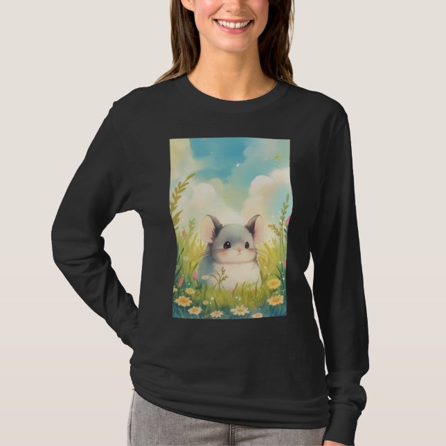 Camiseta Chinchila Aninhada no Abraço da Natureza (Frente)