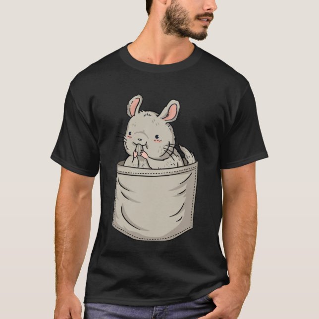 Camiseta Chinchila Bolso Peito Cauda Longa Chinchila (Frente)