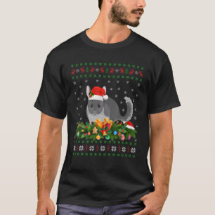 Camiseta Chinchilla Amante de os animais Santa Hat Ugly Chi