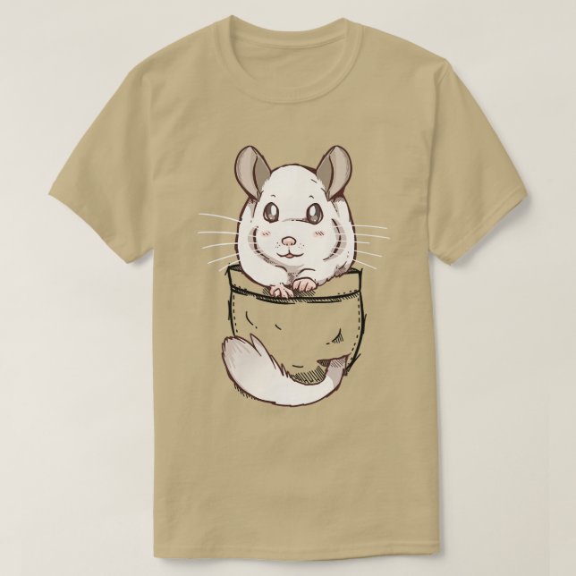 Camiseta Chinchilla Branca e Cuta Pocket (Frente do Design)