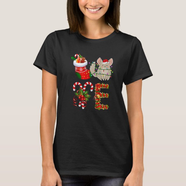 Camiseta Chinchilla Christmas Lights Led Santa Hat Christma (Frente)