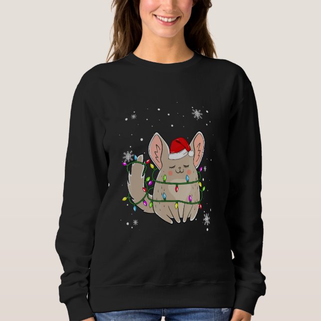 Camiseta Chinchilla Christmas Lights Led Santa Hat Christy (Frente)