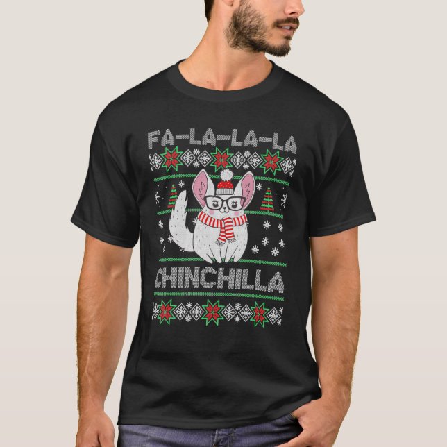Camiseta Chinchilla Christmas Ugly Para Chinchilla (Frente)