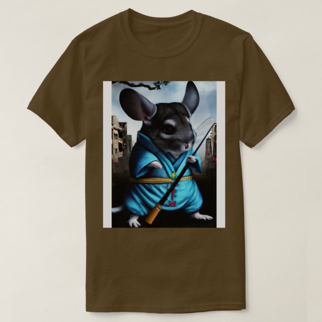 Camiseta Chinchilla num figurino ninja 4 (Frente do Design)