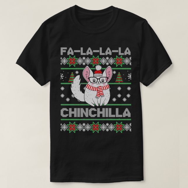 Camiseta Chinchilla Ugly Christmas Sweater (Frente do Design)