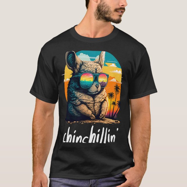Camiseta Chinchillin' Retro Groovy Chinchilla 1 (Frente)