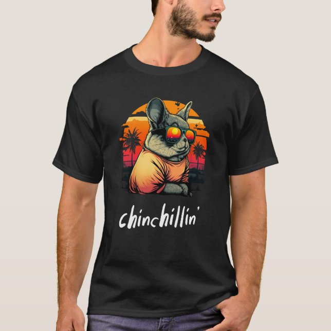Camiseta Chinchillin' Retro Groovy Chinchilla 3 (Frente)