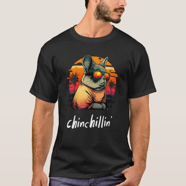 Camiseta Chinchillin' Retro Groovy Chinchilla  3 (Frente)