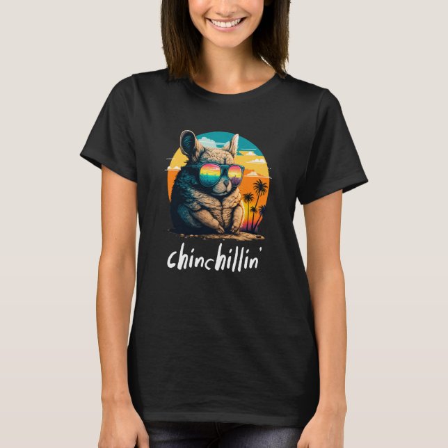 Camiseta Chinchillin' Retro Groovy Chinchilla  4 (Frente)