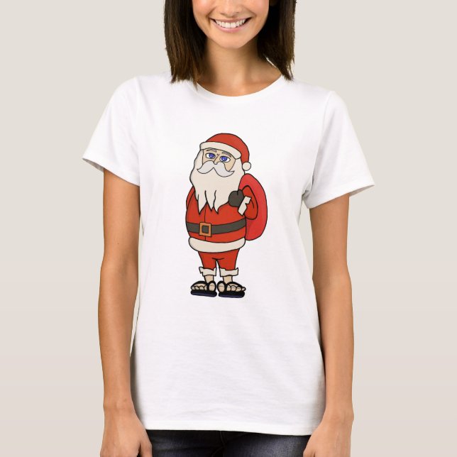 Camiseta Chinelos de Natal do Papai Noel (Frente)