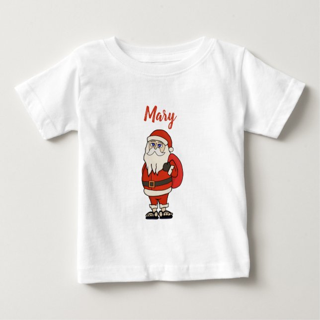 Camiseta Chinelos de Natal do Papai Noel Personalizado (Frente)