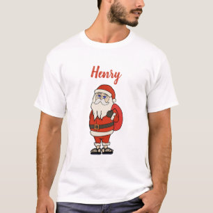 Camiseta Chinelos de Natal do Papai Noel Personalizado