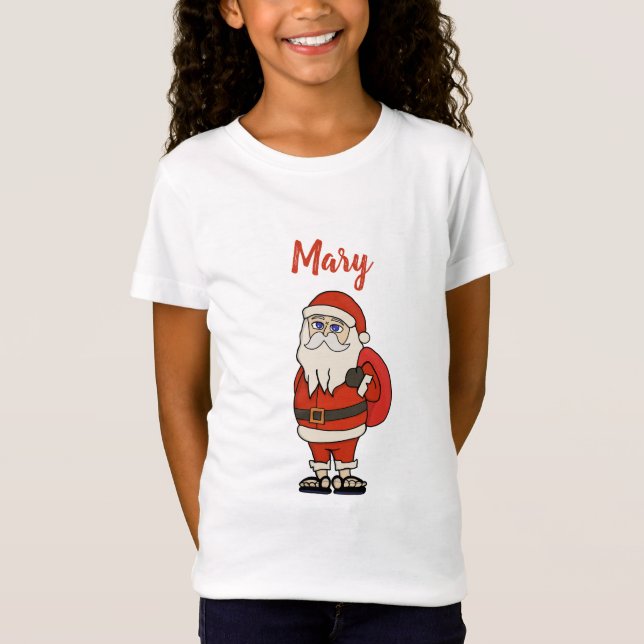Camiseta Chinelos de Natal do Papai Noel Personalizado (Frente)