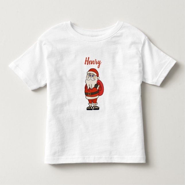 Camiseta Chinelos de Natal do Papai Noel Personalizado (Frente)