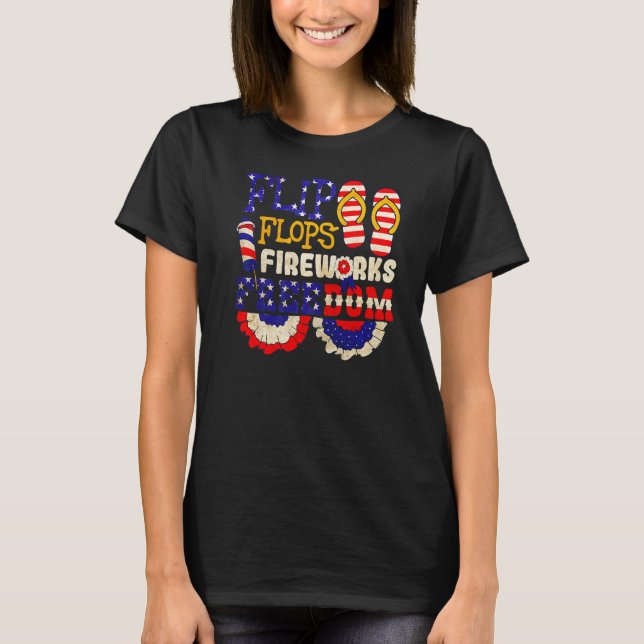 Camiseta Chinelos Fireworks & Freedom 4 De Julho Patrio (Frente)