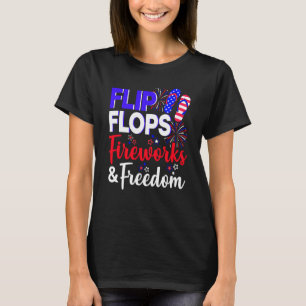 Camiseta Chinelos Fireworks Freedom Usa Flag 4 De Julho