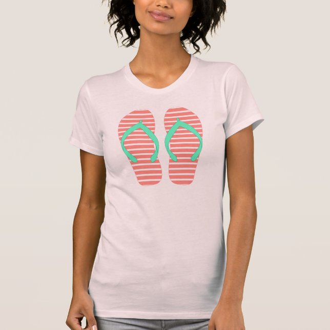 Camiseta Chinelos havaianos rosa e azul turquesa (Frente)