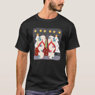 Camiseta Chinelos Natal tropical do Havaí no Xmas