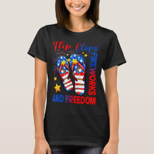 Camiseta Chinelos retrô fogos de artifício &amp; liberdade 