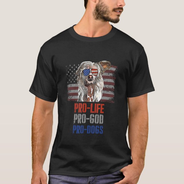 Camiseta Chinês Crested Pro Life Pro God Pro Cães (Frente)