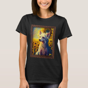 Camiseta Chinês Pintado Pintura Flor De Girassol Mãe Mulher