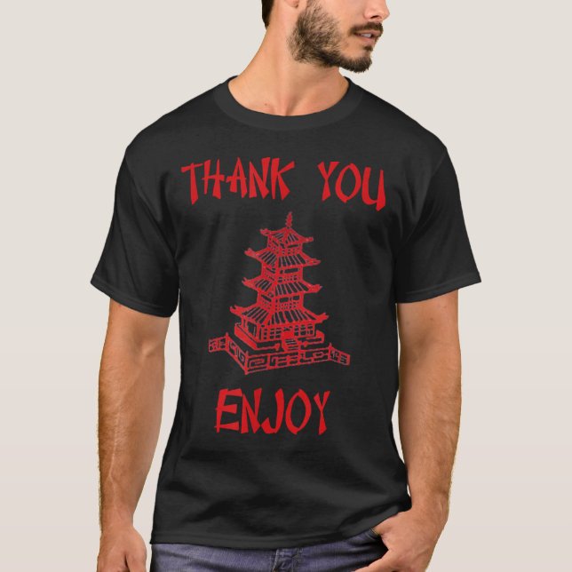 Camiseta Chinês Sai Obrigado Aproveite a fantasia de Hallow (Frente)