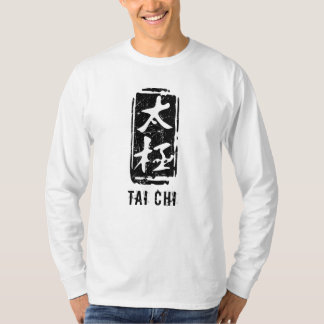 Camiseta Chinês Tai Chi Palavras Black and White Distress