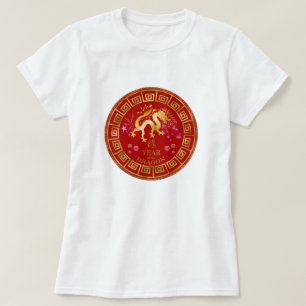 Camiseta Chinês Zodiac Dragon Red/Dourado ID542