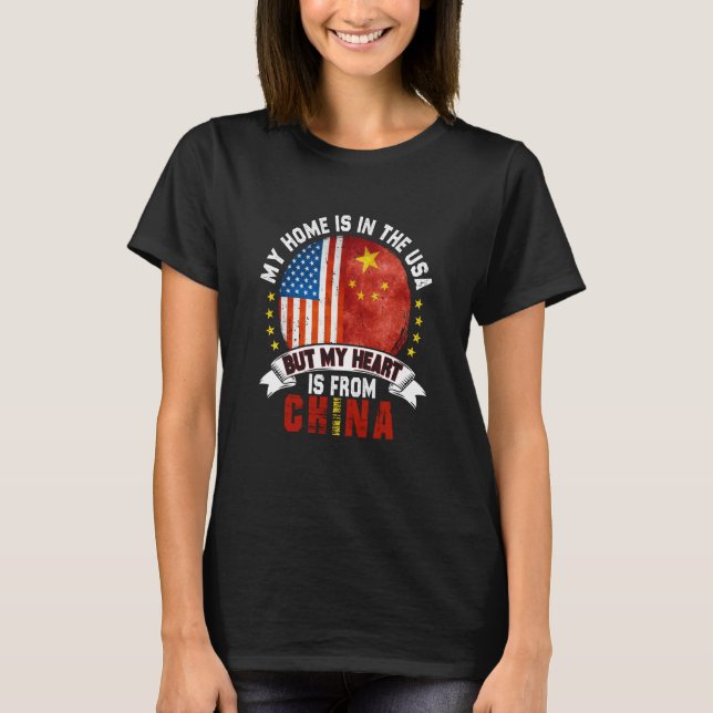 Camiseta Chinese American Patriot Heart is from China Flag (Frente)